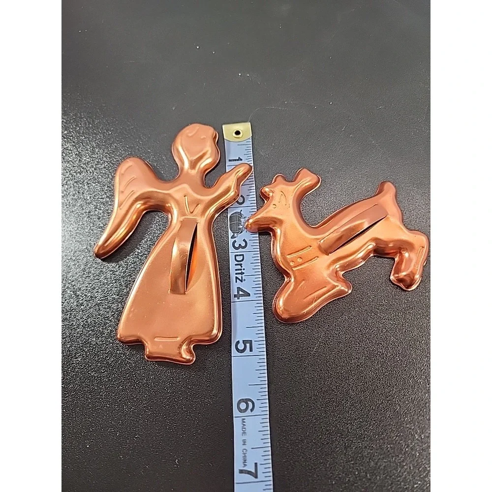 Vintage Cookie Cutters Copper Aluminum Angel Reindeer‎  2